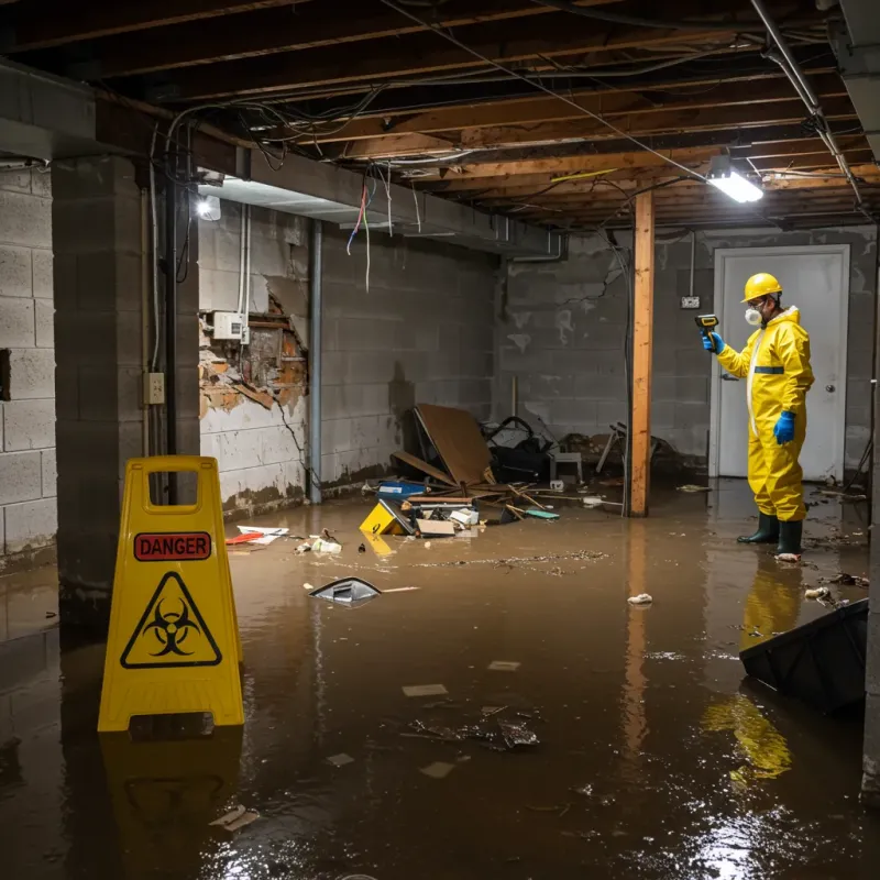 Flooded Basement Electrical Hazard in Jonesboro, IN Property